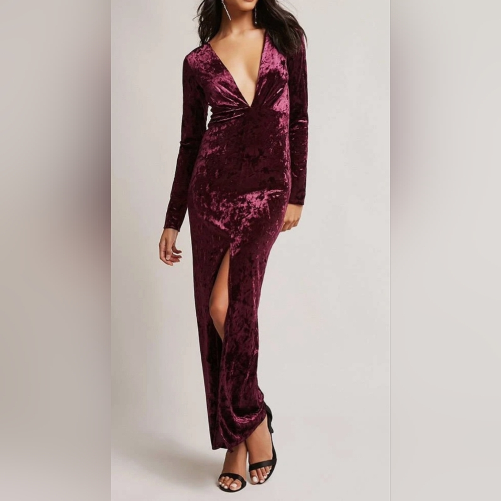 Forever 21 Velvet Burgundy Dress